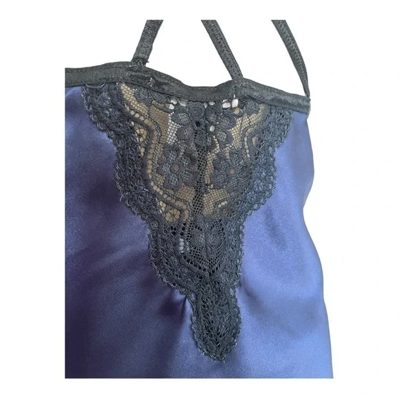 LINEA Donatella lace dark purple lingerie adjustable spaghetti strap bow Women M - Picture 9 of 15